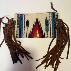 Boho Fringe Clutch with Tribal Pattern